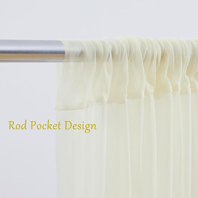10x10 Ivory Tulle Backdrop Curtains for Parties, Sheer Backdrop Curtain Wedding Photo Background Drapes for Baby Shower Photography Birthday Party