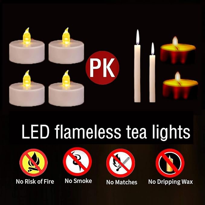 Tea Lights, 200PACK Flameless LED Tea Lights Candles, Flickering WarmYellow, 200 Hours Battery-Powered Tea Light, Ideal Party, Wedding, Birthday, Gifts Home Decoration