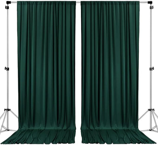AK TRADING CO. 10 feet x 10 feet Black Polyester Backdrop Drapes Curtains Panels with Rod Pockets - Wedding Ceremony Party Home Window Decorations Hunter Green