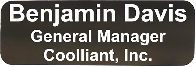 Custom Laser Engraved Name Tag Badges for Business or Employees Position Identification - Personalized Text for Your Name Plate or ID Tags, 1 x 3 inches, Made in CA, USA (Black, 1 x 3 inches)