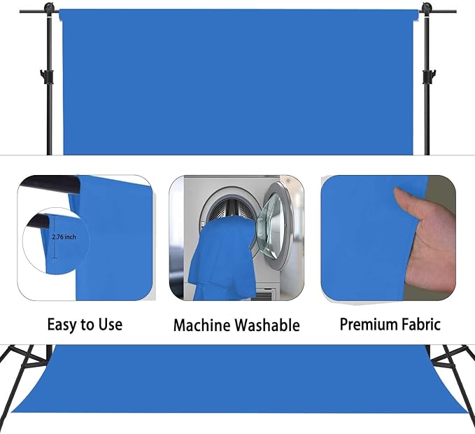 Royal Blue Backdrop, Photo Booth Portrait Photography Backdrops, Studio Blue Screen Backdrop for Photoshoot Streaming Video Shooting, Blue Photo Backdrop 5x7ft