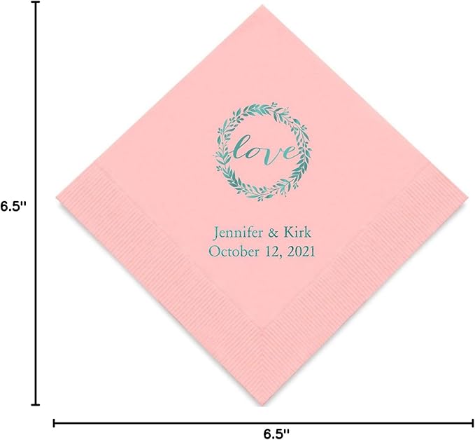 Weddingstar Personalized Printed Paper Napkins 3-Ply 50 Pack - Luncheon Classic Pink