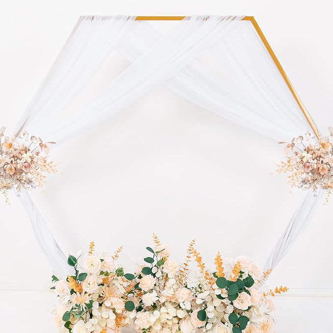 MLMC White Wedding Arch Draping Fabric 2 Panels 29" x 20 FT Extra Long Gauze Drapes Sheer Backdrop Curtains 6.6 Yards Outdoor Drapery Panels for Wedding Church Ceremony Ceiling Decoration