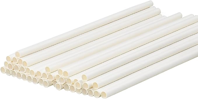7.75 inch Disposable Paper Drinking Straws, Dye-free White, for Cocktails, Juice, Beverage, Coffee - 100 Counts