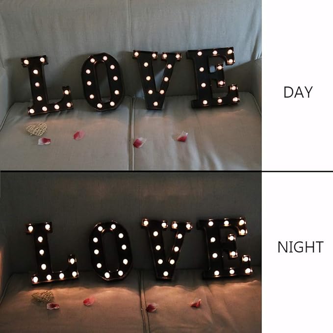 Light Up Black Alphabet Marquee Letters Sign LED Marquee Number Lights Sign for Night Light Home Bar Christmas Lamp Birthday Party Wedding Decorations B