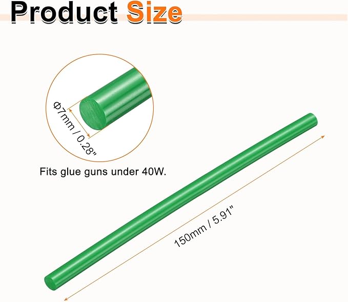 HARFINGTON 10pcs Hot Glue Sticks 0.28" Dia x 5.91" Long EVA Mini Hot Melt Adhesive Glue Stick for Hot Melt Gun Wood Plastic Glass Flowers Fabrics Foam, Deep Green