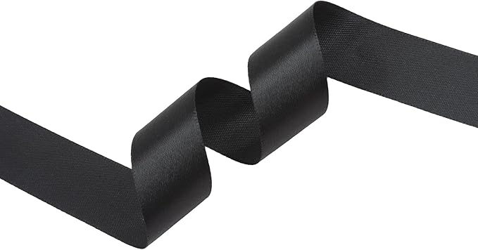 Black Satin Ribbon 1 inch X Continuous 100 Yards, Single Face Polyester Ribbon Perfect for Gift Wrapping, Flower Bouquet, Wedding Decor, Crafts, Bow Making, Sewing and More