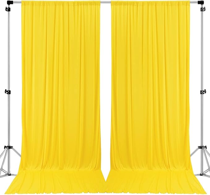 AK TRADING CO. 10 feet x 10 feet Polyester Backdrop Drapes Curtains Panels with Rod Pockets - Wedding Ceremony Party Home Window Decorations - Lemon Yellow