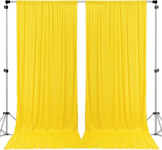 AK TRADING CO. 10 feet x 10 feet Polyester Backdrop Drapes Curtains Panels with Rod Pockets - Wedding Ceremony Party Home Window Decorations - Lemon Yellow