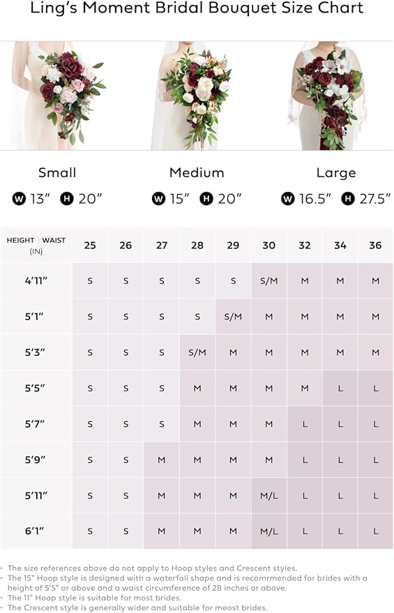 Ling's moment White Bridal Bouquet Cascading, White Wedding Bouquets for Bride, 13 Inch Ivory Bride Bouquets for Wedding Artificial Flowers Bouquets