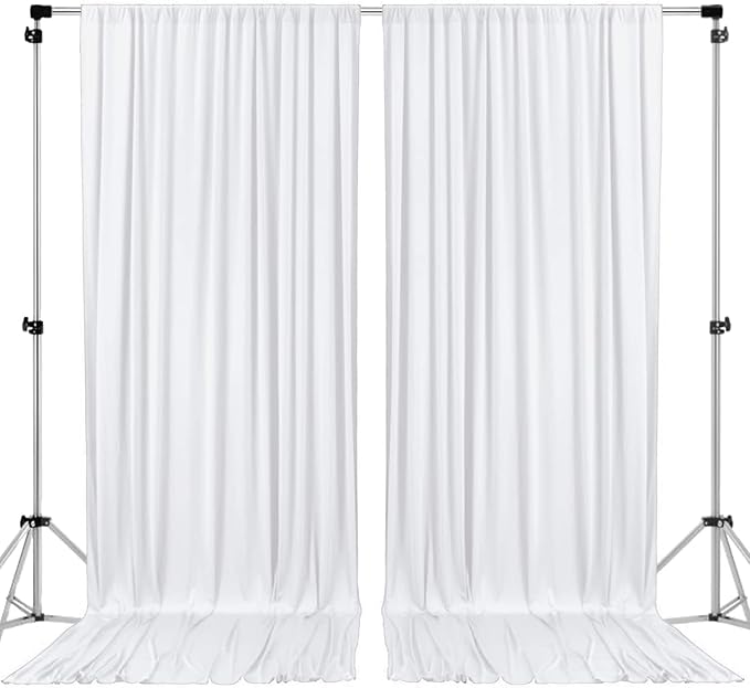 AK TRADING CO. 10 feet x 10 feet Polyester Backdrop Drapes Curtains Panels with Rod Pockets - Wedding Ceremony Party Home Window Decorations - White
