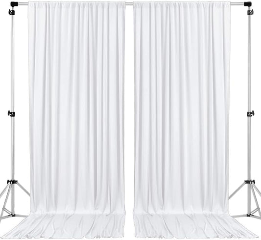 AK TRADING CO. 10 feet x 10 feet Polyester Backdrop Drapes Curtains Panels with Rod Pockets - Wedding Ceremony Party Home Window Decorations - White
