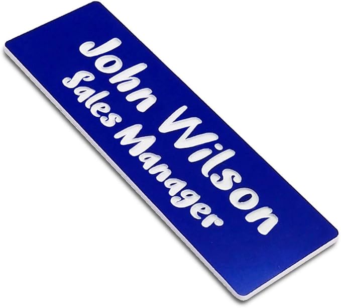 Custom Laser Engraved Name Badges with Pin, Magnetic, Adhesive, or Blank Backing, Durable Personalized Name Tag with 3 Lines of Custom Texts, Clear and Easy to Read, 10 Colors (1" x 3")