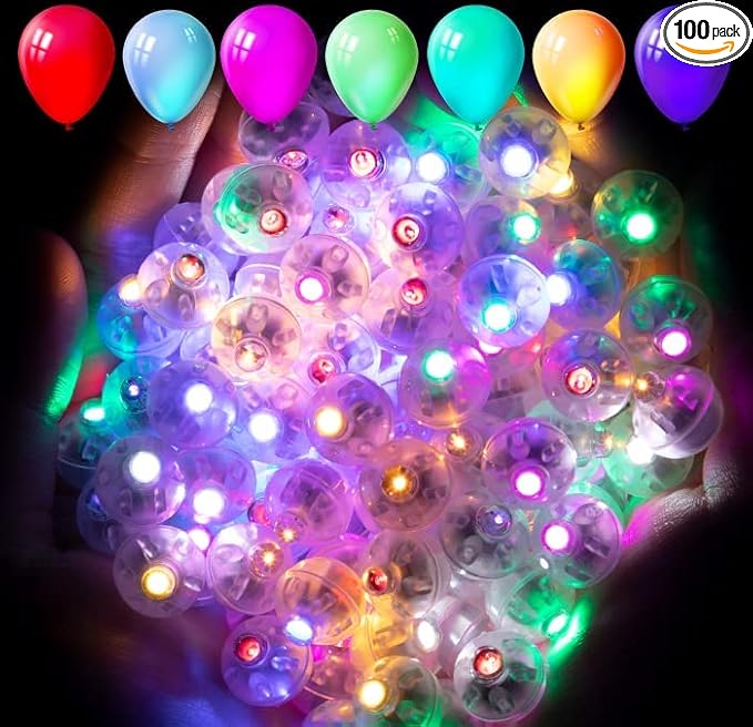 Aogist 100pcs 10-Colors Mini Lights,Long Standby Time Waterproof LED Balloon Light,Battery Powered,Ball Lamp for Balloon Paper Lantern Birthday Party Christmas Halloween