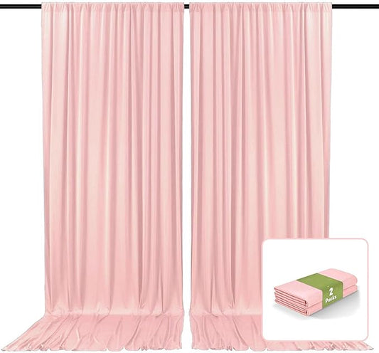 2 Panels Light Pink Backdrop Curtain, 10 x 10 Feet Background Curtains for Parties, Weddings, Baby Showers, Bachelorette Halloween, Christmas Birthday Party Photoshoot Backdrop Curtains Decorations