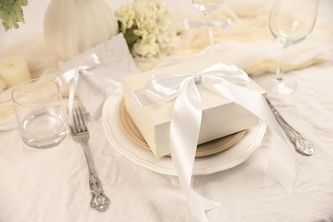 White Satin Ribbon 1-1/2 inch X Continuous 100 Yards, Single Face Polyester Ribbon Perfect for Gift Wrapping, Flower Bouquet, Wedding Decor, Crafts, Bow Making, Sewing and More