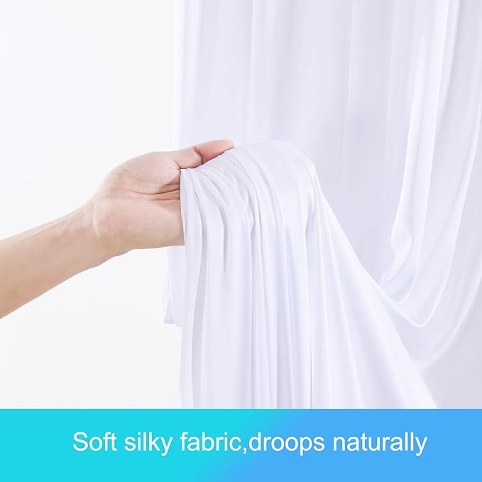 20ft x 12ft White Backdrop Curtains Wrinkle Free Backdrop Curtain for Wedding Parties White Fabric Backdrops Drapes Back Drop Cloth Bridal Shower Stage Curtains Wedding Decorations for Reception
