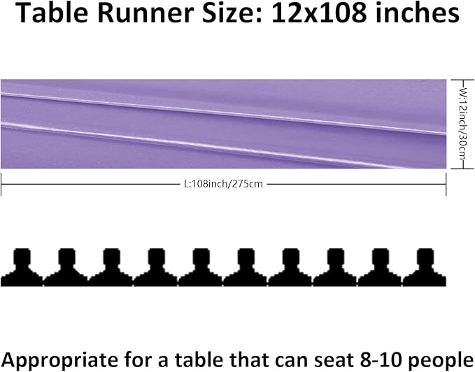 12Pack Table Runner 12 x 108 Inches Satin Silk Table Runner for Wedding, Birthday Party, Banquets, Graduations Decoration, fit Rectange and Round Table-Lavender