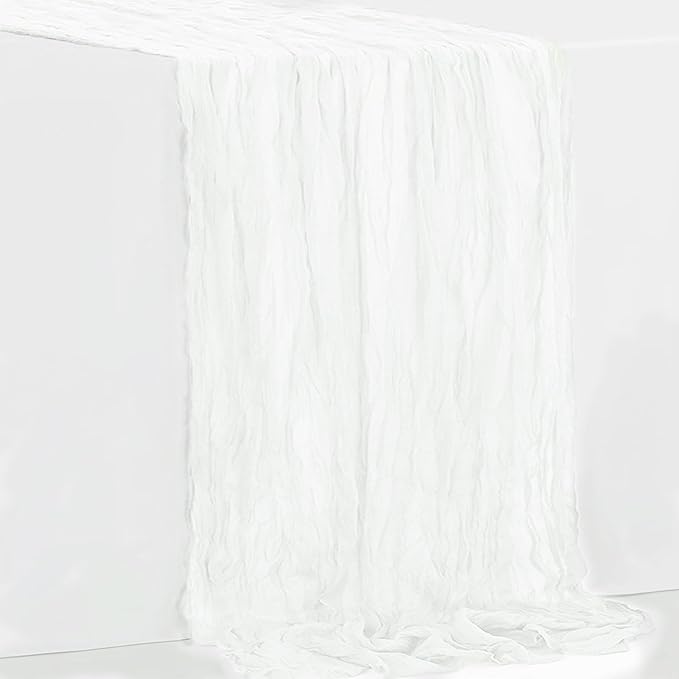 10 Pack White Cheesecloth Table Runner 35x120 Inch 10Ft Rustic Gauze Cheese Cloth Thanksgiving Table Runner Sheer Cheesecloth Table Runners for Wedding Party Bridal Shower Decoration