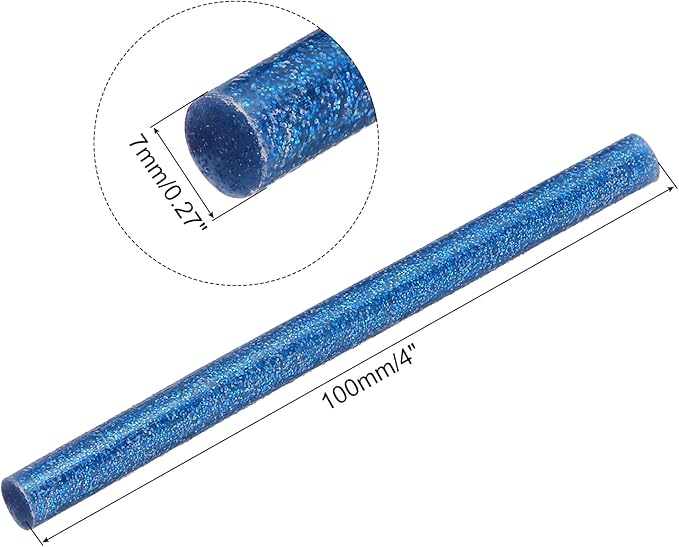 uxcell 20pcs Hot Glue Sticks for Glue Gun 7mm/0.28-inch x 4-inch Mini Hot Melt Adhesive Glue Stick Glitter Blue