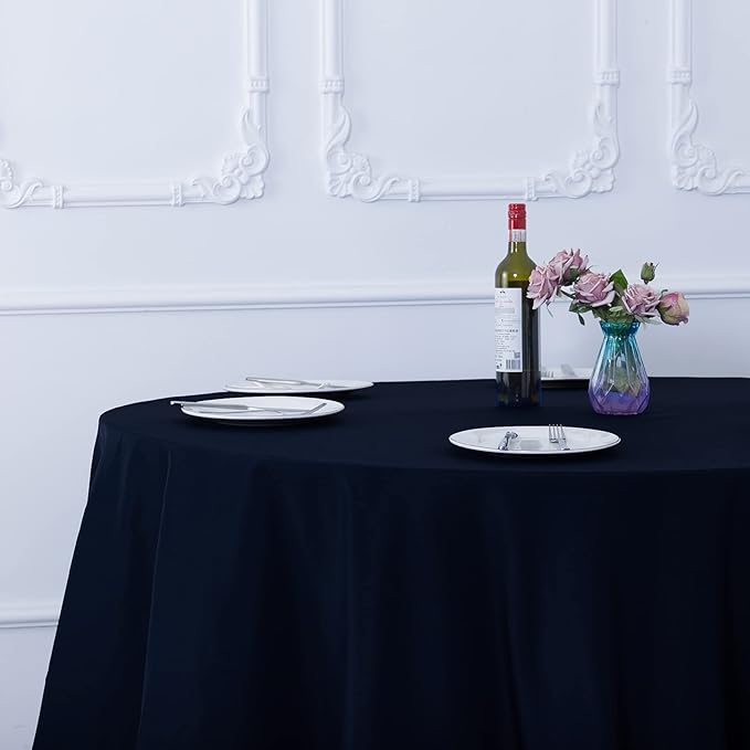 Ascoza 2pack 108 Inch Navy Round Tablecloth in Washable Polyester Fabric for Wedding/Banquet/Restaurant/Parties…