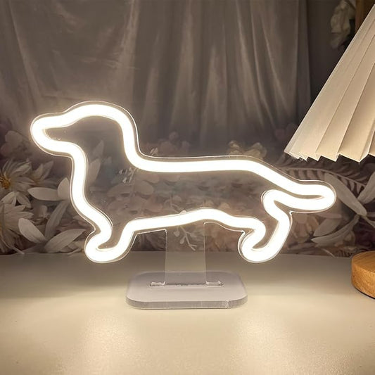 Dog Table Number Neon Sign Desk Lamp Night Light Wedding Letter LED Neon Sign Wedding Table Decorations Neon Light Shop Bedroom Home Room Decor Christmas Party Warm White USB 25×16 CM