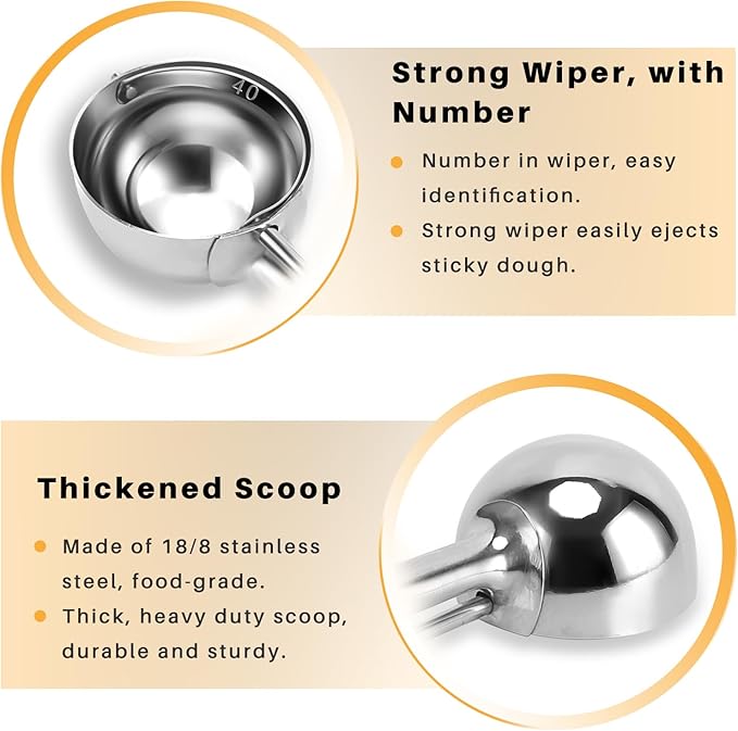 2 Tablespoon Cookie Scoop, Size #40/2 Tbsp Cookie Scoops for Baking, Cookie Dough Scoop, Selected 18/8 Stainless Steel, for Making Cookie, Cupcake, Muffin, Ice Cream, Meatball