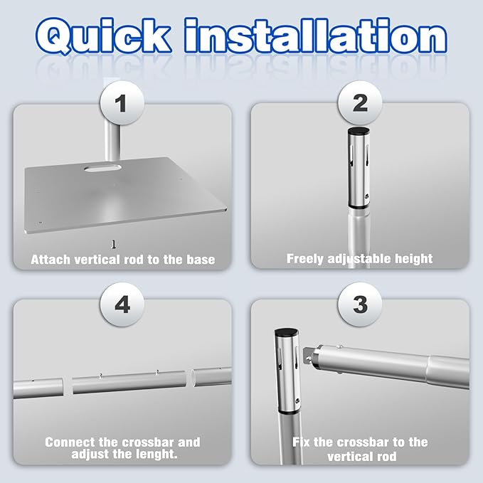 Pipe and Drape Backdrop Stand 8ftx10ft Adjustable Background Support System Heavy Duty Background Stand for Wedding Banquet Decorations Silvery