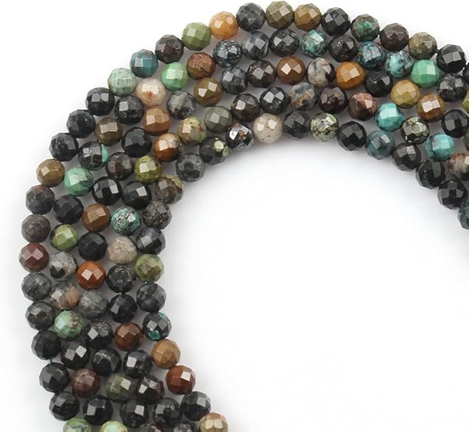 Song Xi 120pcs 3mm Natural African Turquoise Gemstone Beads Faceted Round Loose Stone Beads for Jewelry Making