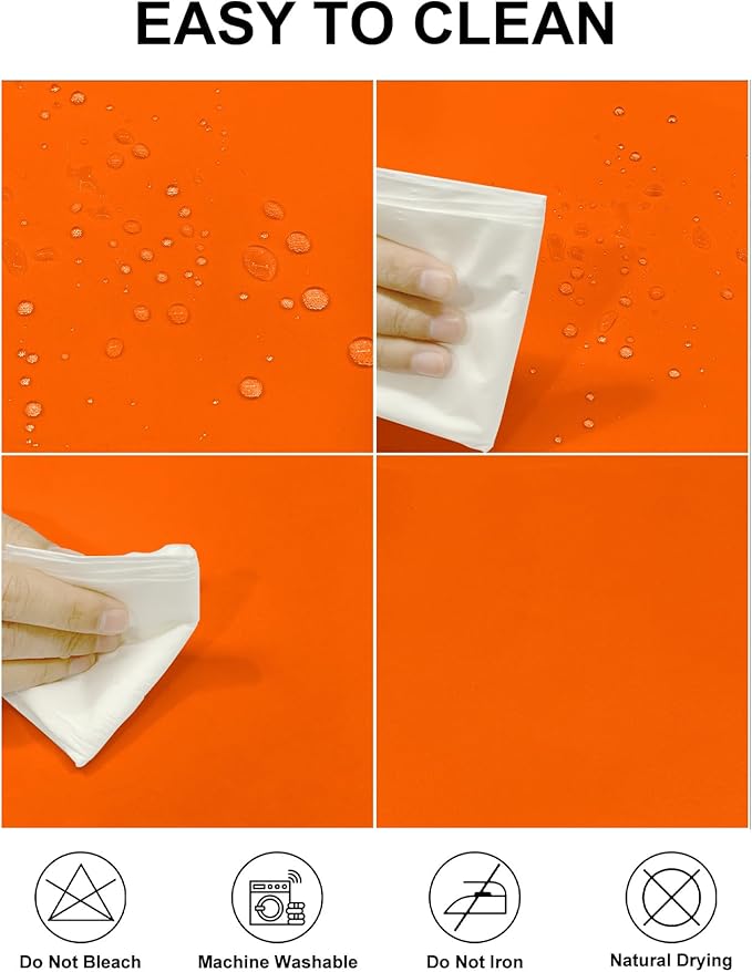 Fokitut 2 Pack Waterproof Round Tablecloth, 132 Inch, Stain Resistant and Wrinkle Polyester Table Cloth, Fabric Table Cover for Kitchen Dining, Wedding, Party, Holiday Dinner-Orange