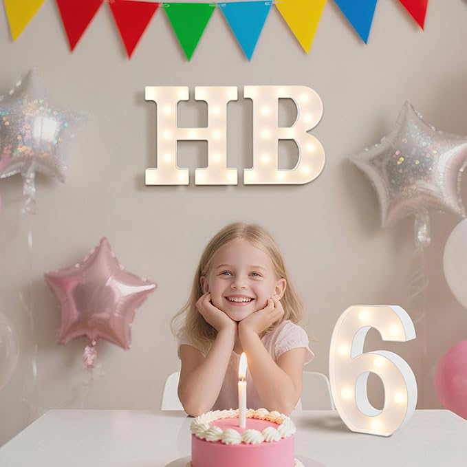 LED Marquee Light Up Numbers Sign - Lighted Birthday Numbers Sign for 60th Birthday Party Decoration, Bar Wall, Home, Table Room, Wedding and Christmas Decorations, Number 60
