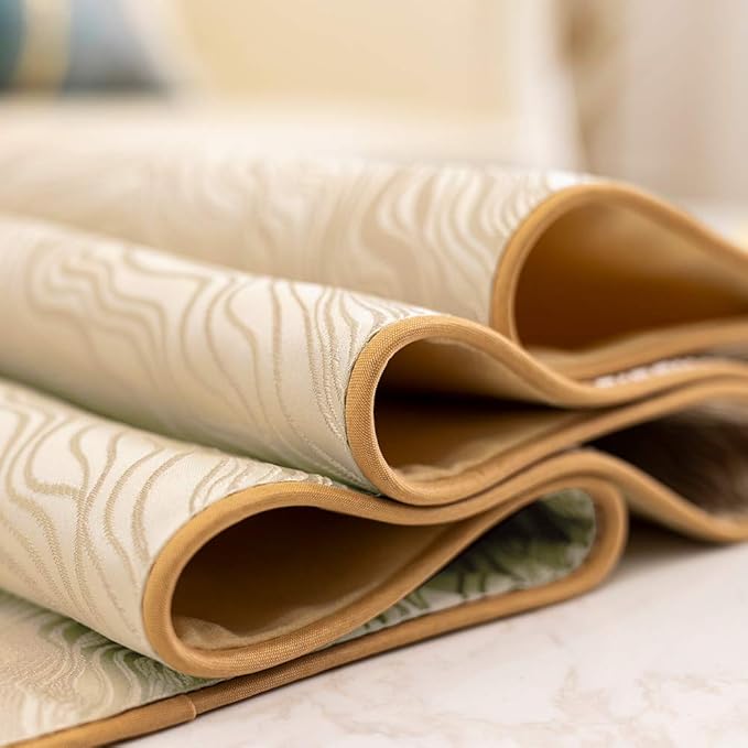 Avigers 12 x 72 Inch Decorative Luxury Abstract Striped Beige Table Runners with Tassels for Home Living Room Bedroom Art Decor Wedding
