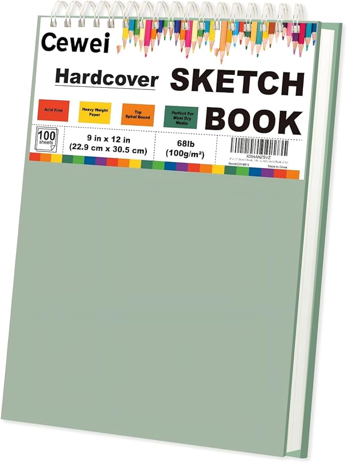 Sketch Pad 9x12 Inch, 1 Pack-100 Sheets Spiral Drawing Paper for Kids，68lb/100gsm Drawing Sketchbook for Kids Ages 8-12, Drawing Book for Adults, Teens, Painting, Drawing & Art Supplies.