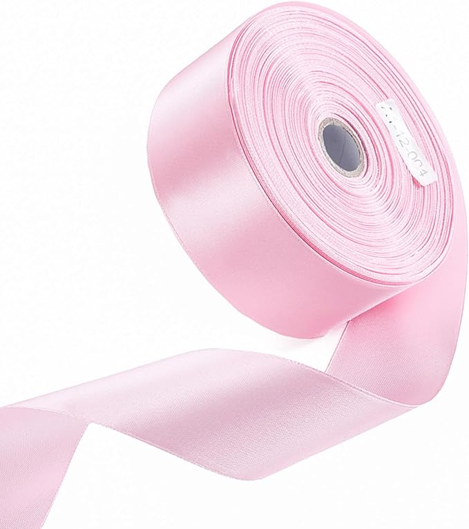 1-1/2 Inch Light Pink Satin Ribbon 50 Yards Solid Fabric Ribbons for Gift Wrapping, Crafts, Floral Arrangements, Wedding, Party, Holiday and Home Decor