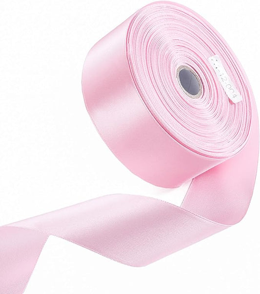 1-1/2 Inch Light Pink Satin Ribbon 50 Yards Solid Fabric Ribbons for Gift Wrapping, Crafts, Floral Arrangements, Wedding, Party, Holiday and Home Decor