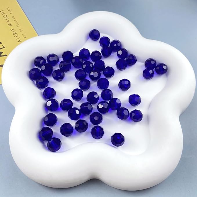 100 PCS 8mm Crystal Glass Beads Round Multiple Faceted Loose Spacer Glass Beads for DIY Handcrafte Bracelet Necklace Earring Jewelry Making(Sapphire)