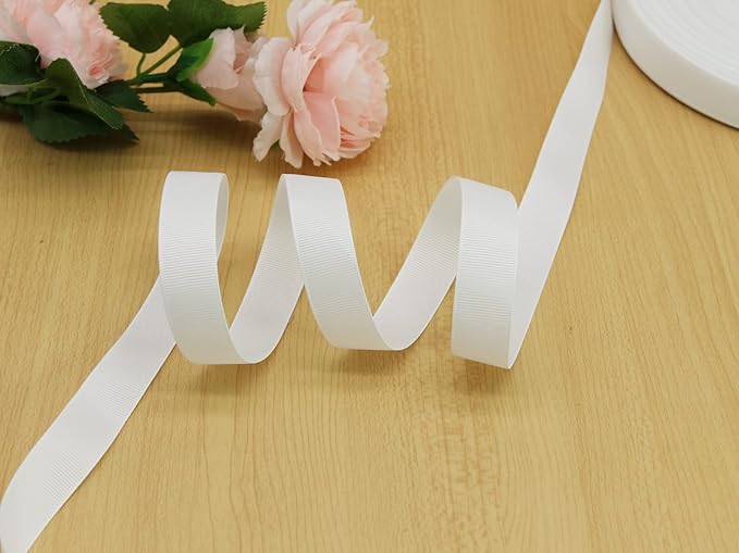 Jesep One Roll 100 Yards 3/4" Soild Grosgrain Ribbon Boutique Gift Wrapping Package Ribbon, DIY Crafts Bow Hair Headband Accessories Assorted Ribbon#29 (3/4" 20mm, White)