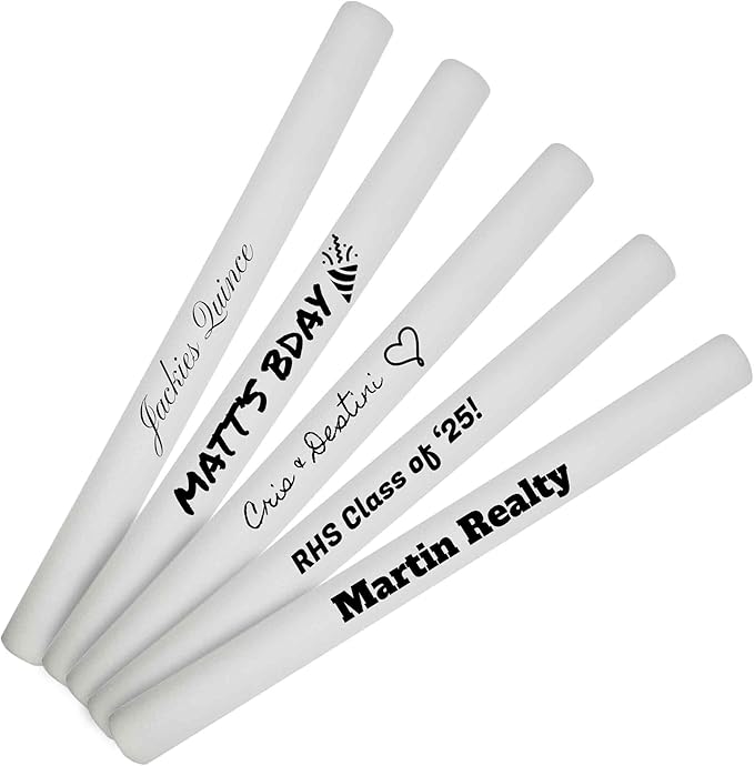 Pack of 12 Custom LED Party Foam Light Sticks Batons for Quinceaneras, Sweet 16, Bat Mitzvah, Parties, Birthdays, Guests, Party, Promotions 3 Color Lighting Modes Batteries 16"