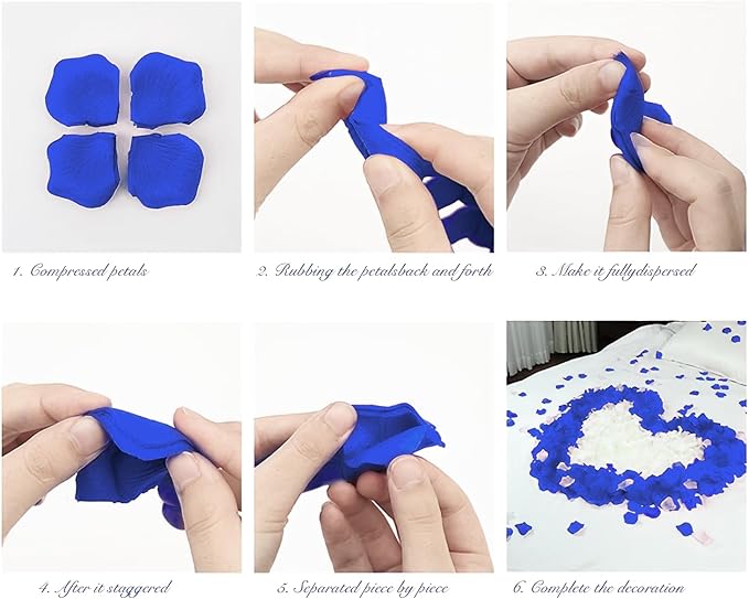 1000Pieces Rose Petals, Artificial Flower Petals Fake Rose Petals for Romantic Night,Wedding,Proposal Anniversary Flower Decorations (Dark Blue) 1
