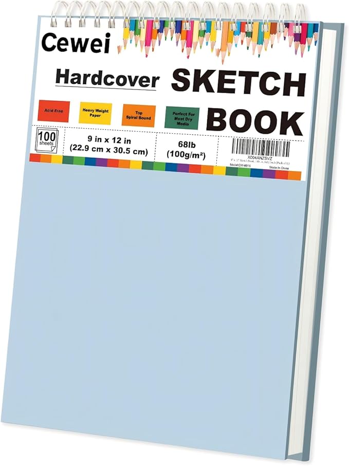Classroom Must Haves, Sketch Pad for Kids Ages 8-12, 1 Pack-100 Sheets 9 by 12 Sketchbook for Kids, 68lb/100gsm Drawing Paper Pad, Spiral Sketch Books for Adults, Art Supplies for College Students.