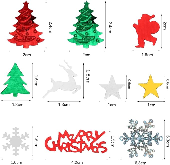 4800pcs Christmas Confetti,Xmas Table Confetti Snowflake Santa Claus Metallic Foil Sequins Glitter Table Scatters for Party Decoration