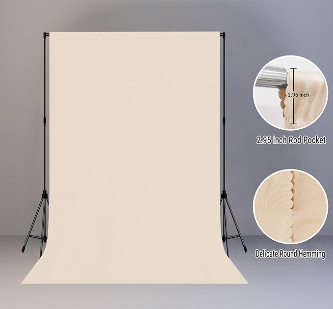 Beige Backdrop for Photography 6x9ft Zoom Screen Meeting, Game Live Studio Shooting Props High Density Fabric