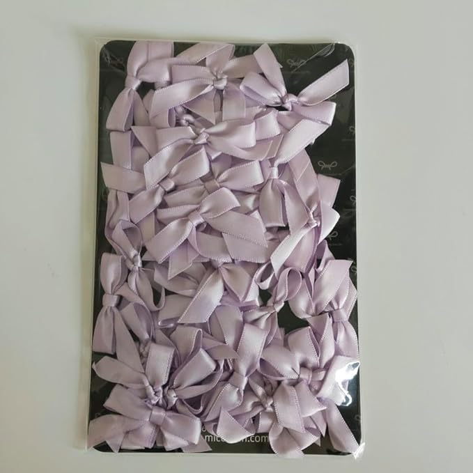 50pcs 1-1/2" Lavender Satin Ribbon Bows with Twist Ties Mini Ribbon Bows for Candy Partiy Decoration Gift Packing&Wrapping Accessoried(Lavender)