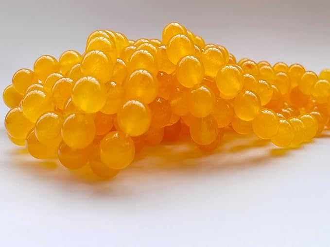 Stone Beads 8mm 100pcs Yellow Chalcedony Beads Round Loose Gemstones Beads for Bracelet Necklace Jewelry Making (8mm, 60832 Yellow Chalcedony)