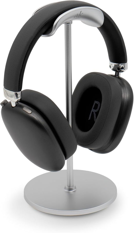 Headphone Stand for Desk – Premium & Minimalist Headset Holder with Round or Oval Base for Gaming, Office & Home (Silver, Standard)