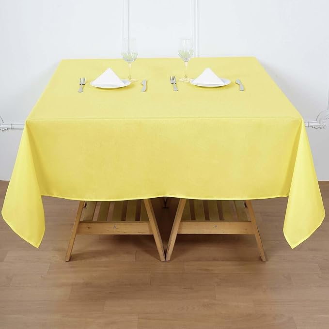 Efavormart 70" Yellow Square Polyester Tablecloth for Dining Table, Wedding, Party, Event, Banquet, Restaurant Decoration