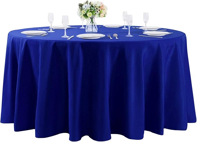 132 inch Round Tablecloth Washable Polyester Table Cloth Decorative Table Cover for Wedding Party Dining Banquet（132 inch,Royal Blue）