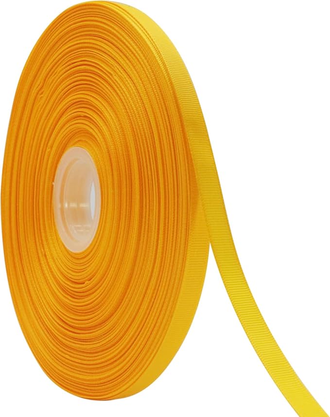 Jesep One Roll 100 Yards Soild Grosgrain Ribbon Boutique Gift Wrapping Package Ribbon, DIY Crafts Bow Hair Headband Accessories Assorted Ribbon #642 (3/8" 10mm, Gold)