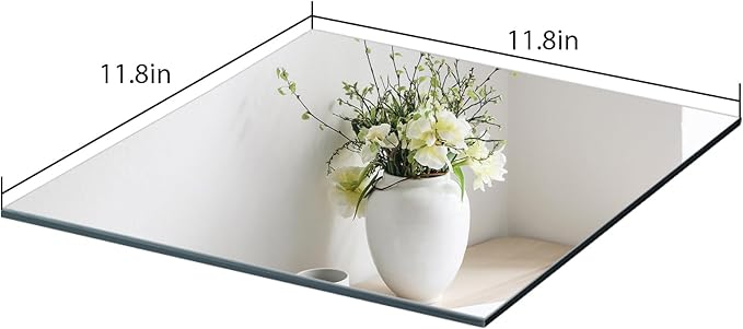 12" Square Mirror Centerpieces, Set of 12 Mirrors for Centerpieces, 2mm Glass Mirror Plates, Mirror Tray, for Wedding Table, Party Decorations, Candle Plate Set, Craft, Christmas Decorations