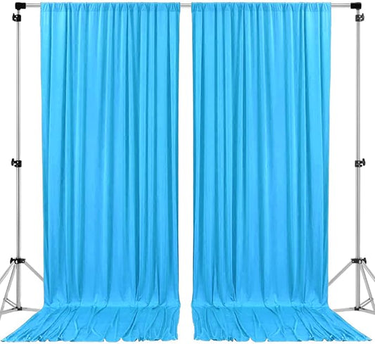 AK TRADING CO. 10 feet x 10 feet Polyester Backdrop Drapes Curtains Panels with Rod Pockets - Wedding Ceremony Party Home Window Decorations - Turquoise